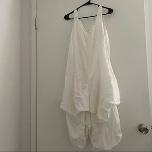 Eileen Fisher organic linen handkerchief dress in white